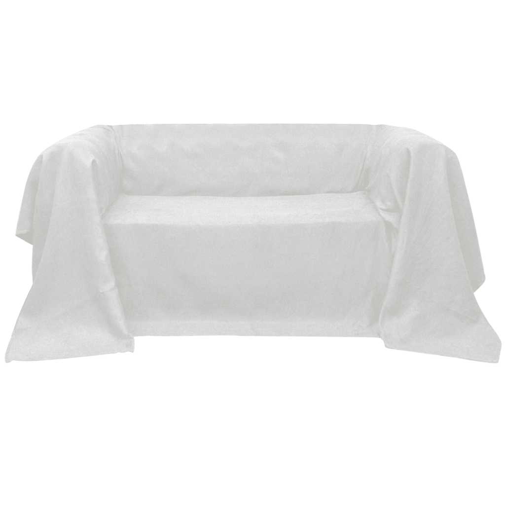 Micro-Suede Sofa Throw Bedspread Cream 210 x 280 cm