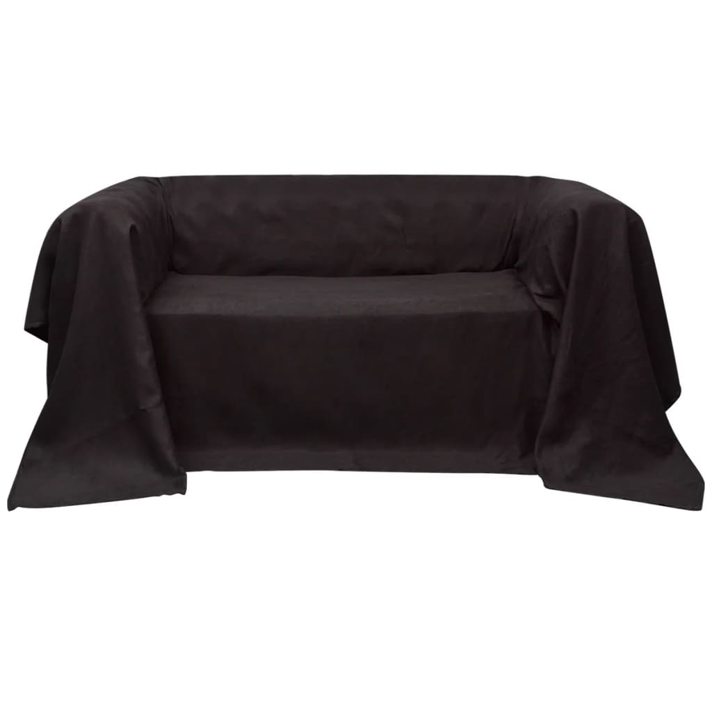 Micro-Suede Sofa Throw Blanket Brown 210 x 280 cm