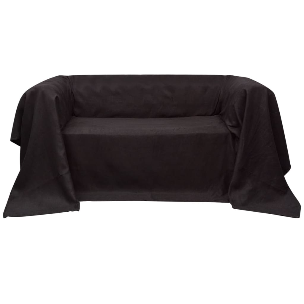 Jeté de canapé en micro-suède marron, 270 x 350 cm