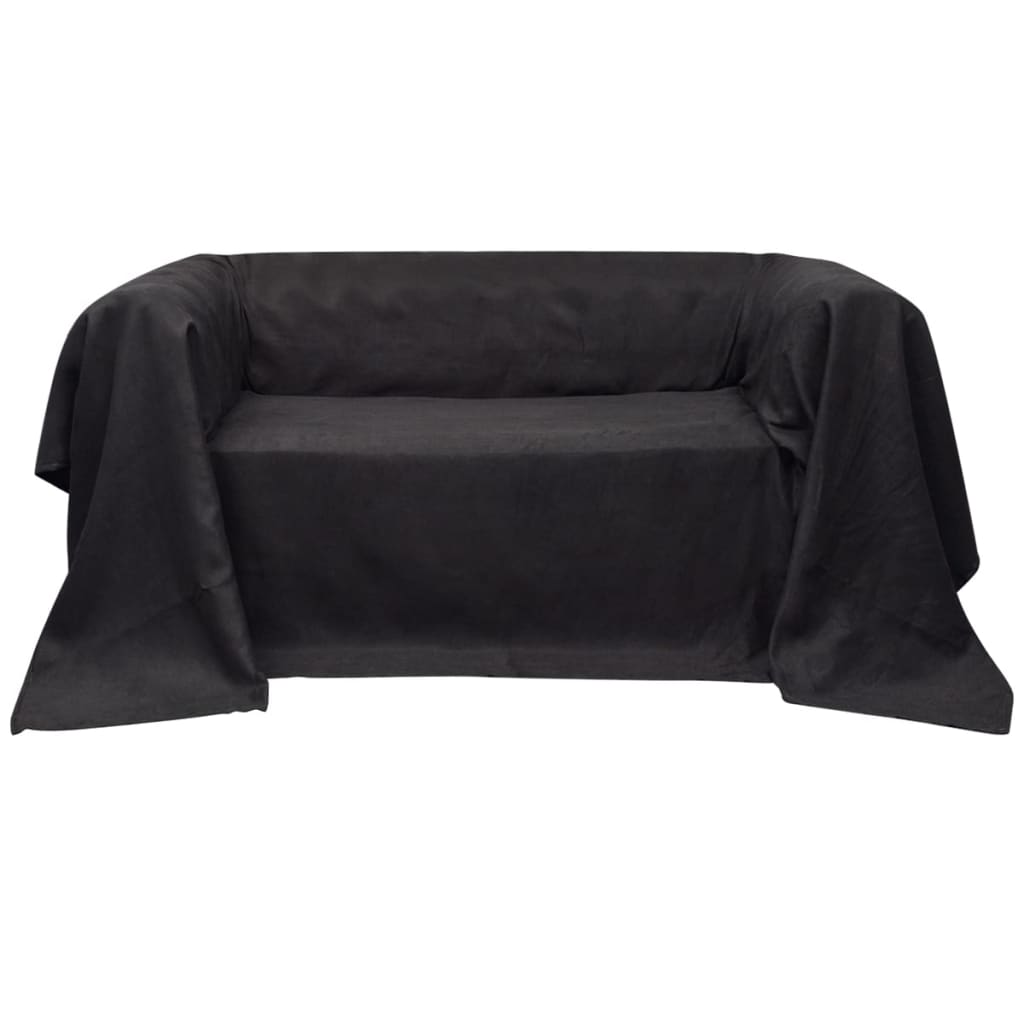 Micro-Suede Sofa Throw Bedspread Anthracite 140 x 210 cm