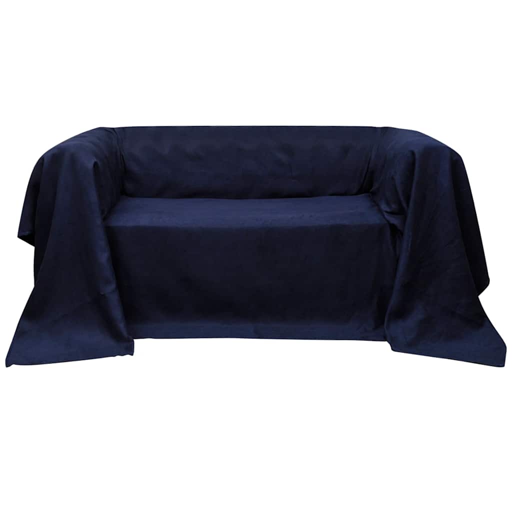 Jeté de canapé en microsuède, couvre-lit, bleu marine, 210 x 280 cm