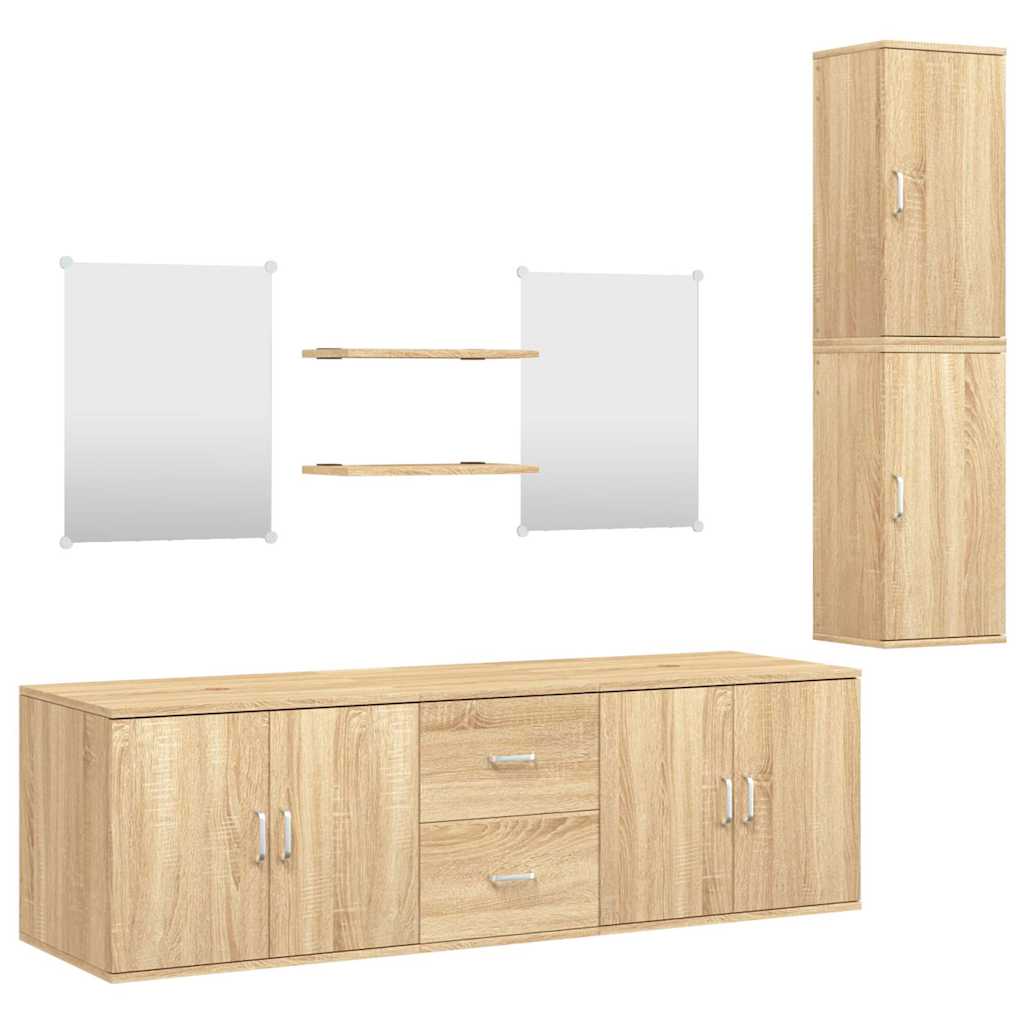 7-tlg. Badmöbel-Set Eichen-Optik Holzwerkstoff