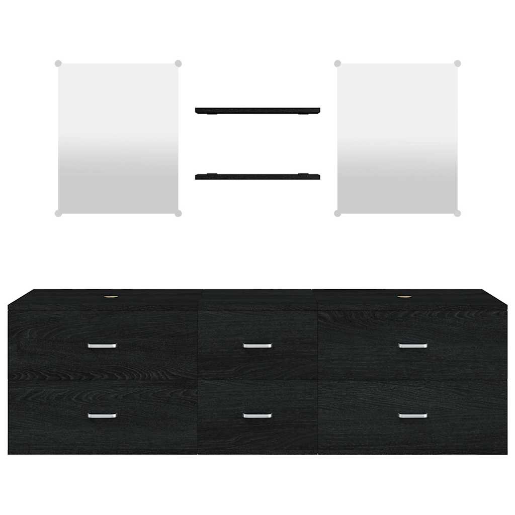 5-tlg. Badmöbel-Set Schwarz Holzwerkstoff