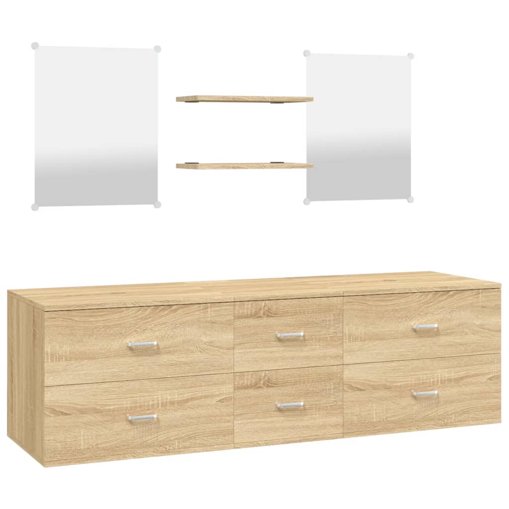 5-tlg. Badmöbel-Set Eichen-Optik Holzwerkstoff