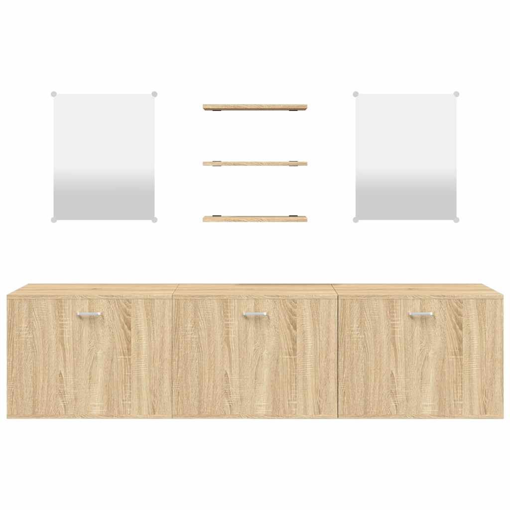 6-tlg. Badmöbel-Set Eichen-Optik Holzwerkstoff