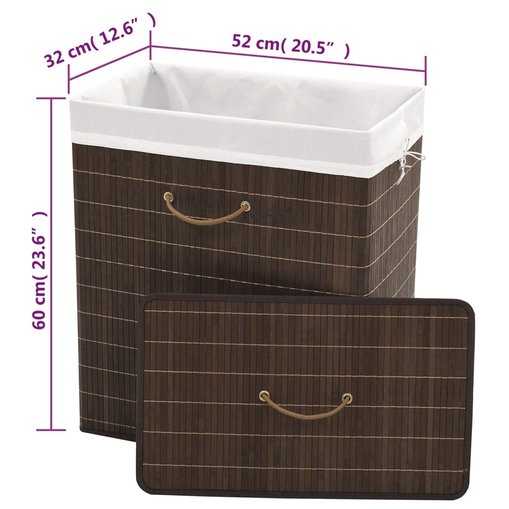 Panier à linge en bambou Rectangulaire Marron foncé