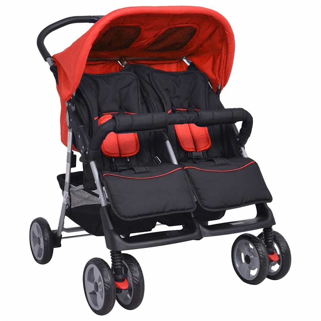 Twin Stroller Steel Red and Black