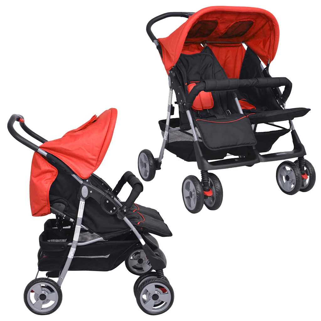 Twin Stroller Steel Red and Black