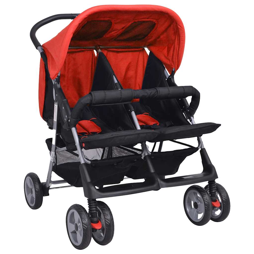 Twin Stroller Steel Red and Black