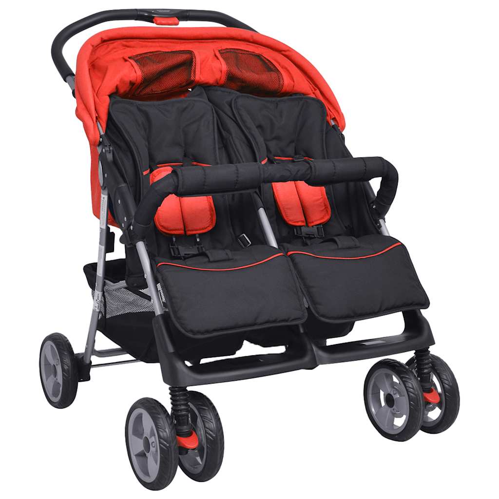 Twin Stroller Steel Red and Black