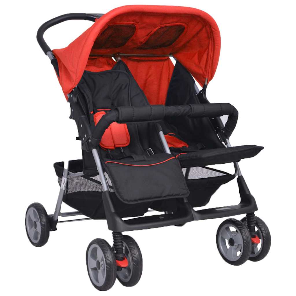 Twin Stroller Steel Red and Black