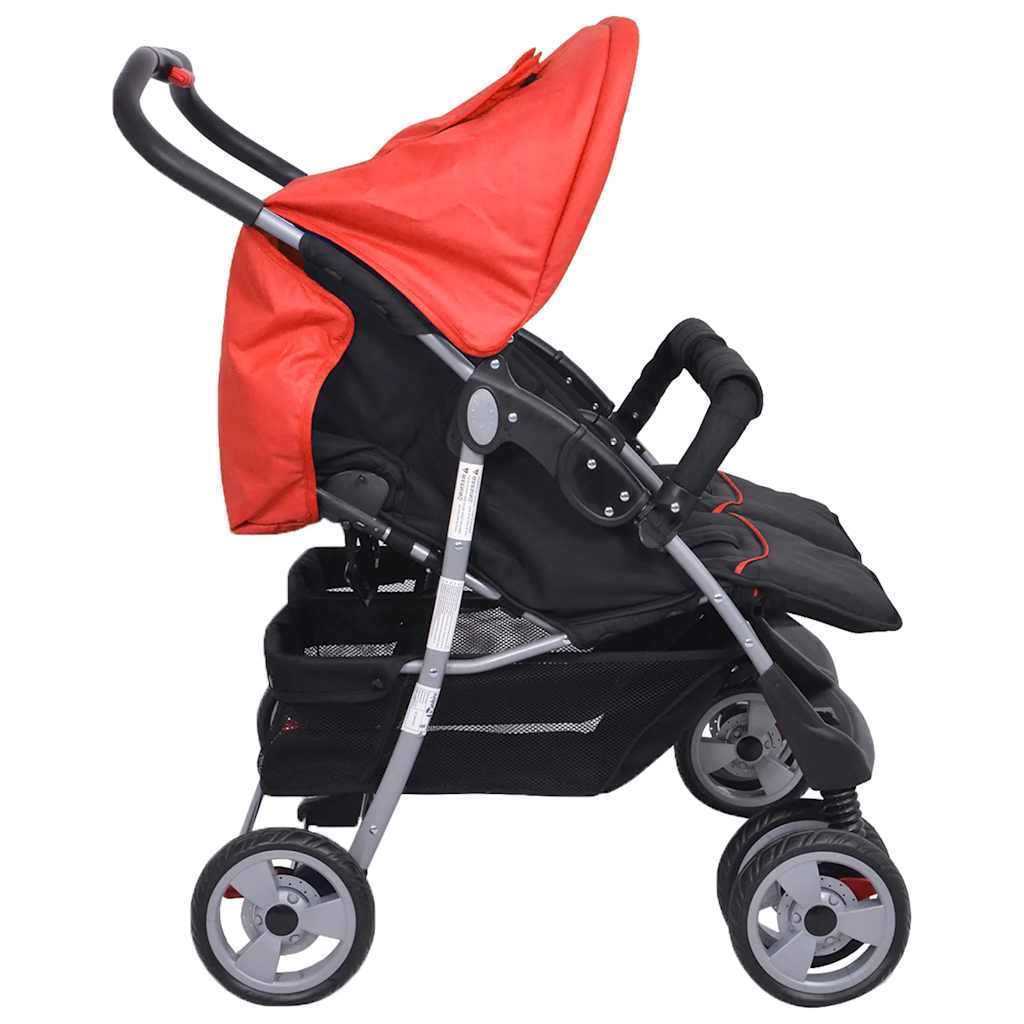 Twin Stroller Steel Red and Black