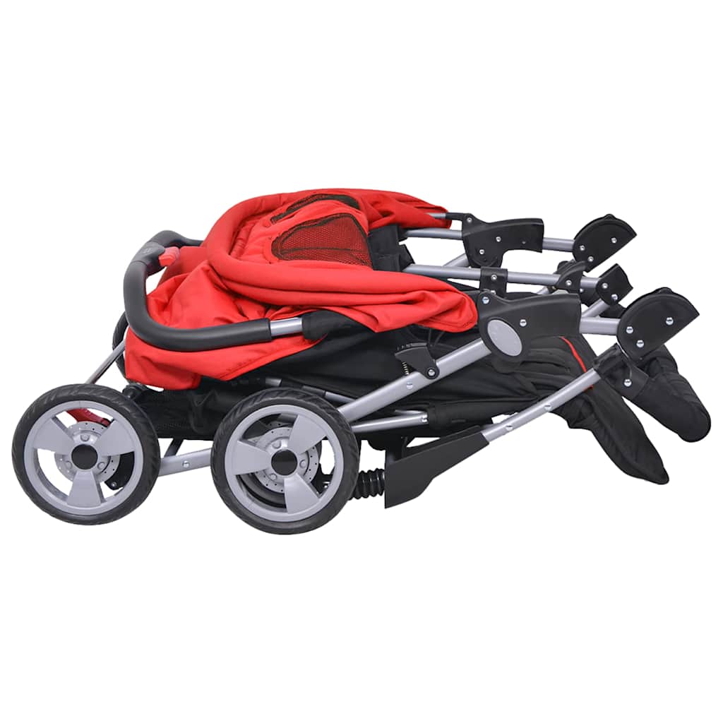 Twin Stroller Steel Red and Black