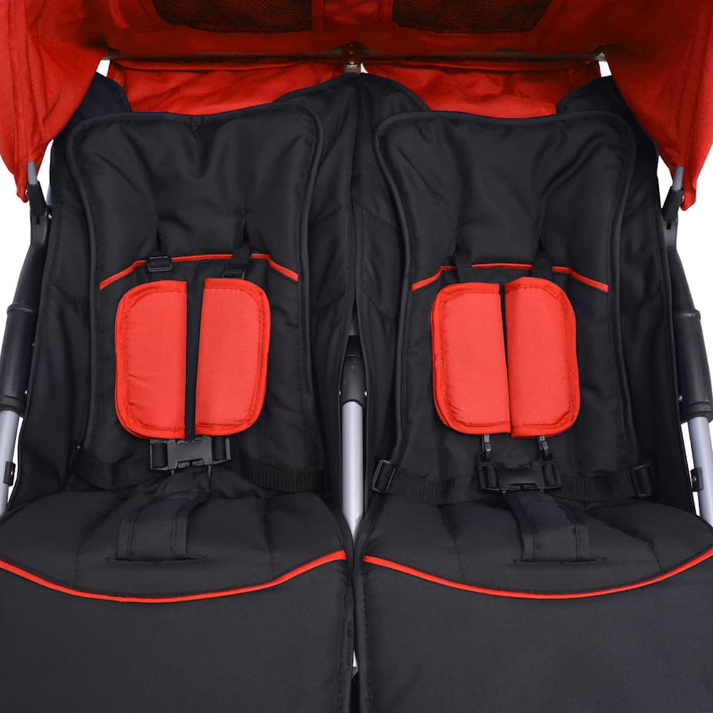 Twin Stroller Steel Red and Black