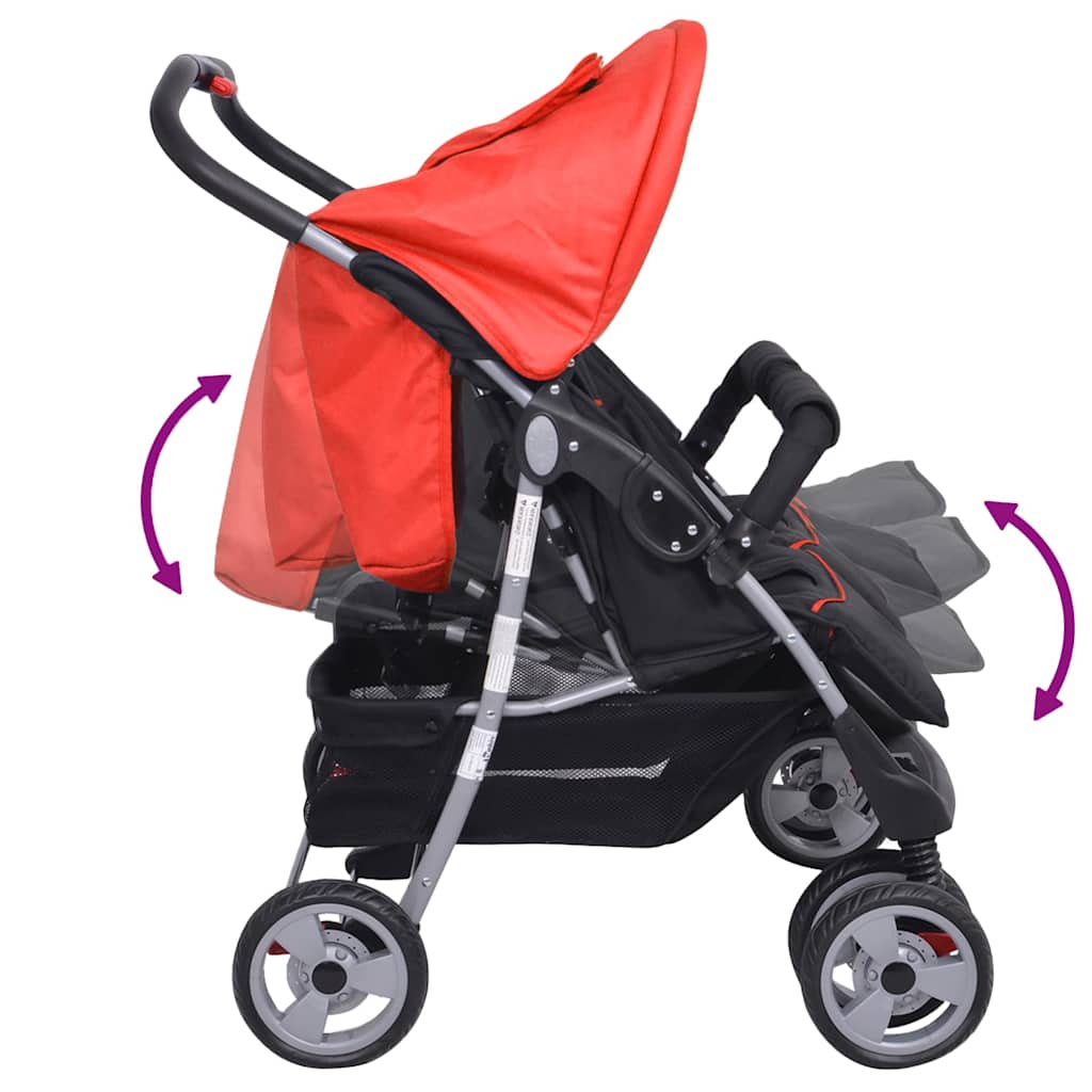 Twin Stroller Steel Red and Black