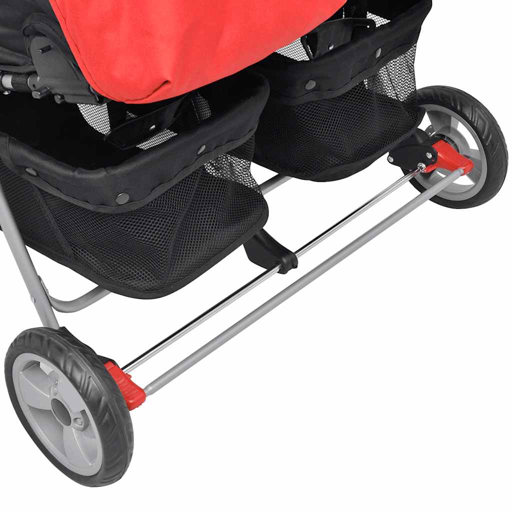 Twin Stroller Steel Red and Black