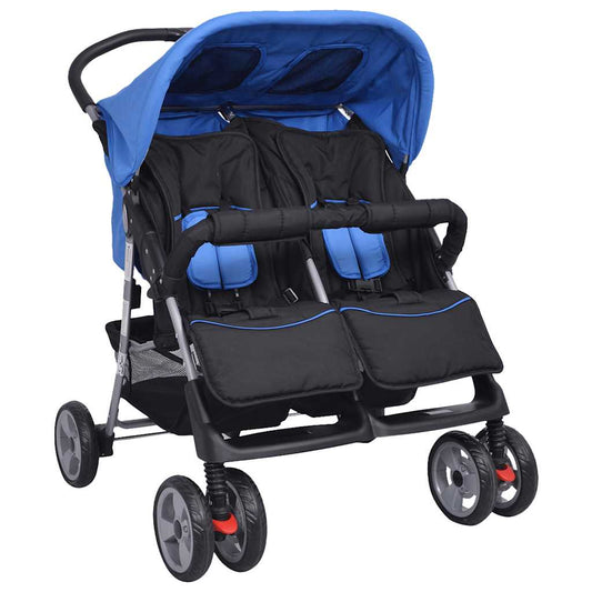 Twin Stroller Steel Blue and Black