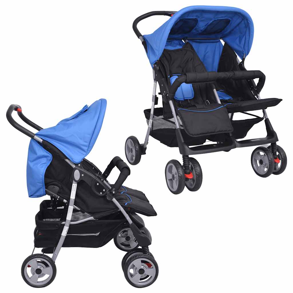 Twin Stroller Steel Blue and Black