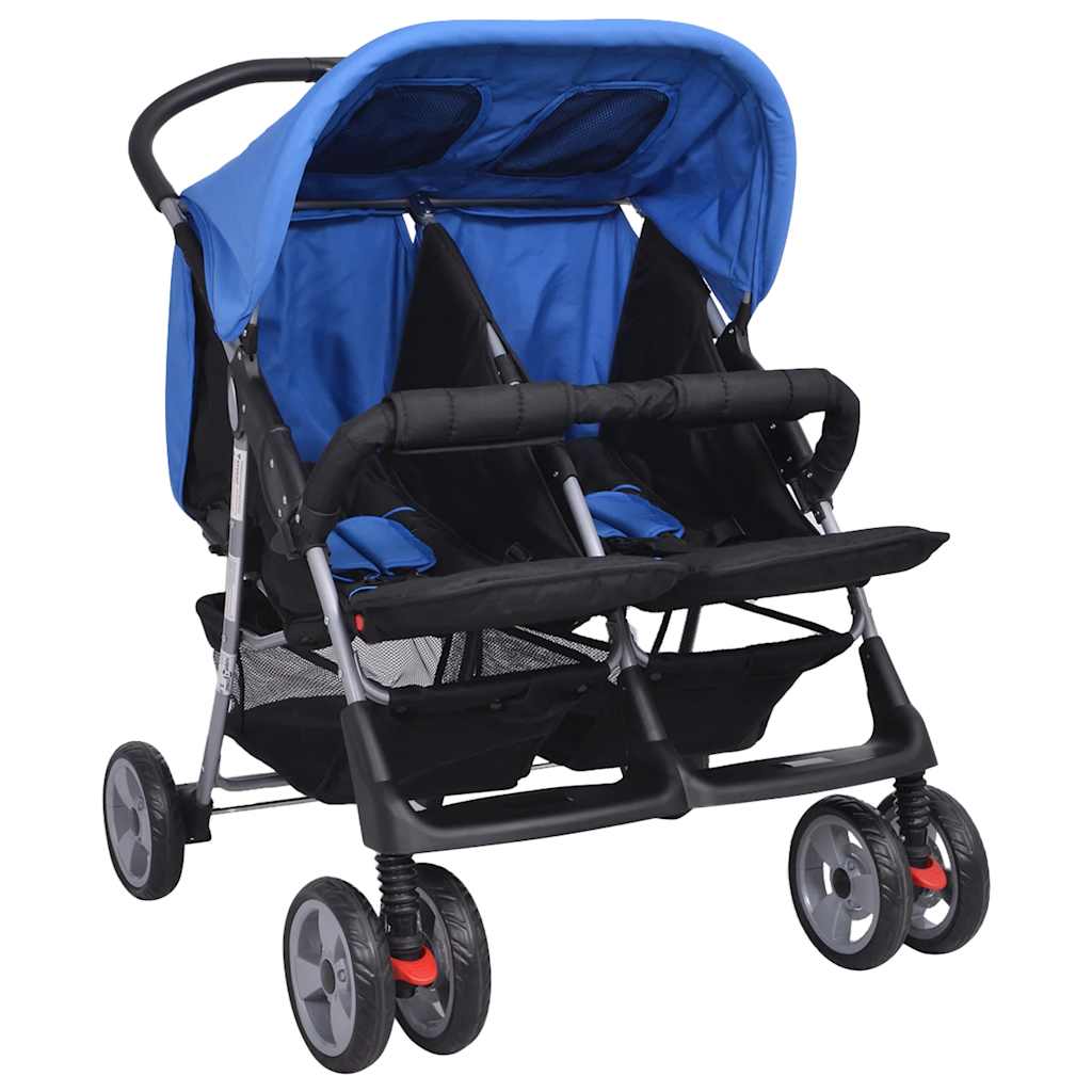 Twin Stroller Steel Blue and Black