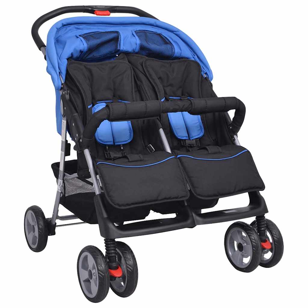 Twin Stroller Steel Blue and Black