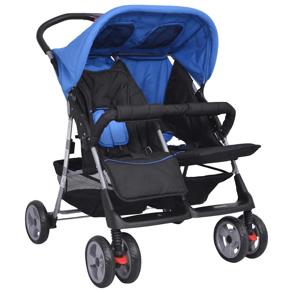 Twin Stroller Steel Blue and Black