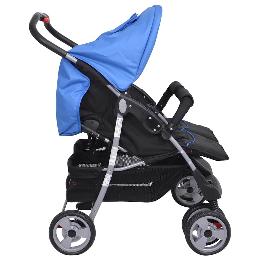 Twin Stroller Steel Blue and Black