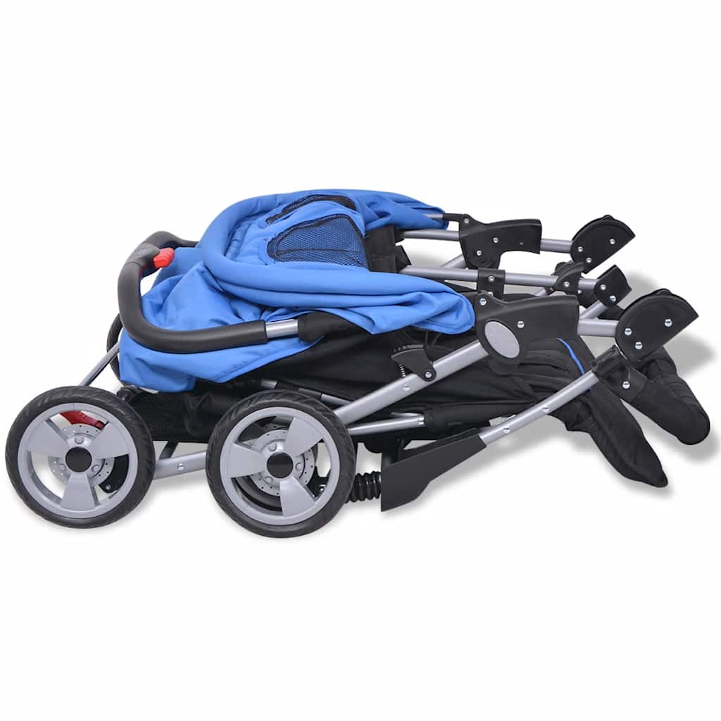 Twin Stroller Steel Blue and Black