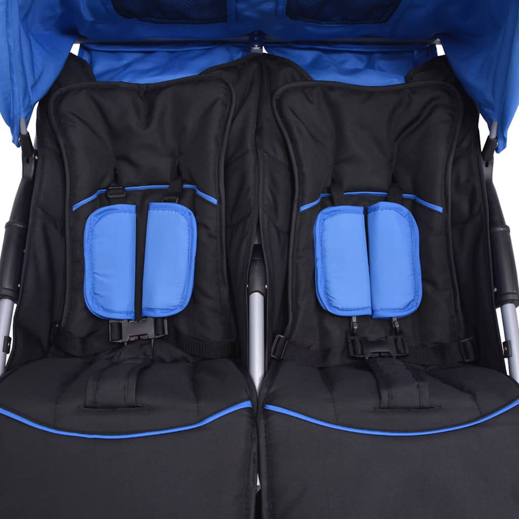 Twin Stroller Steel Blue and Black