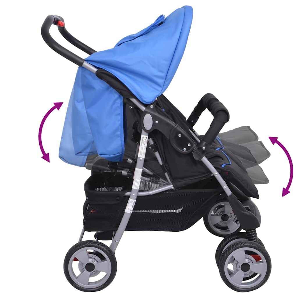 Twin Stroller Steel Blue and Black
