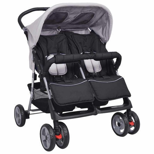 Twin Stroller Steel Grey and Black