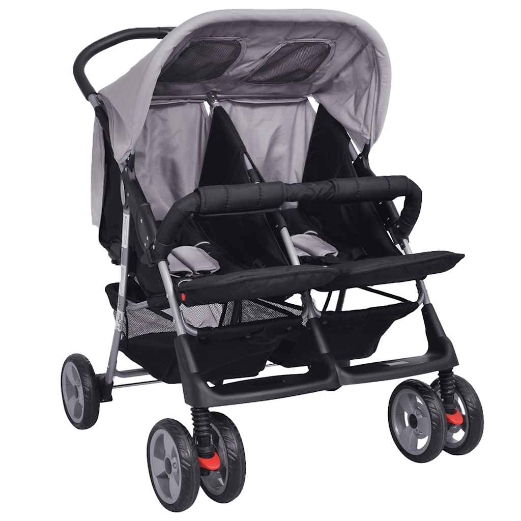 Twin Stroller Steel Grey and Black