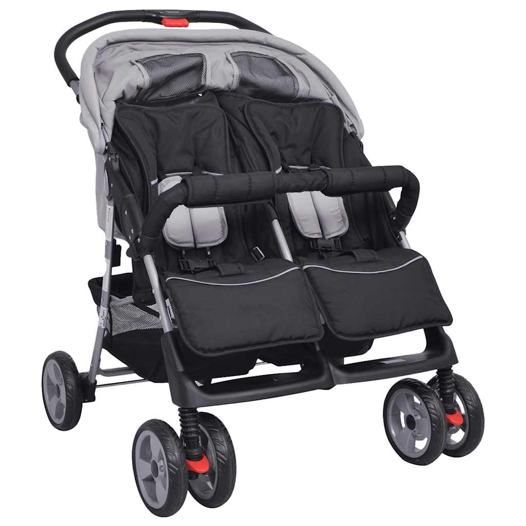 Twin Stroller Steel Grey and Black