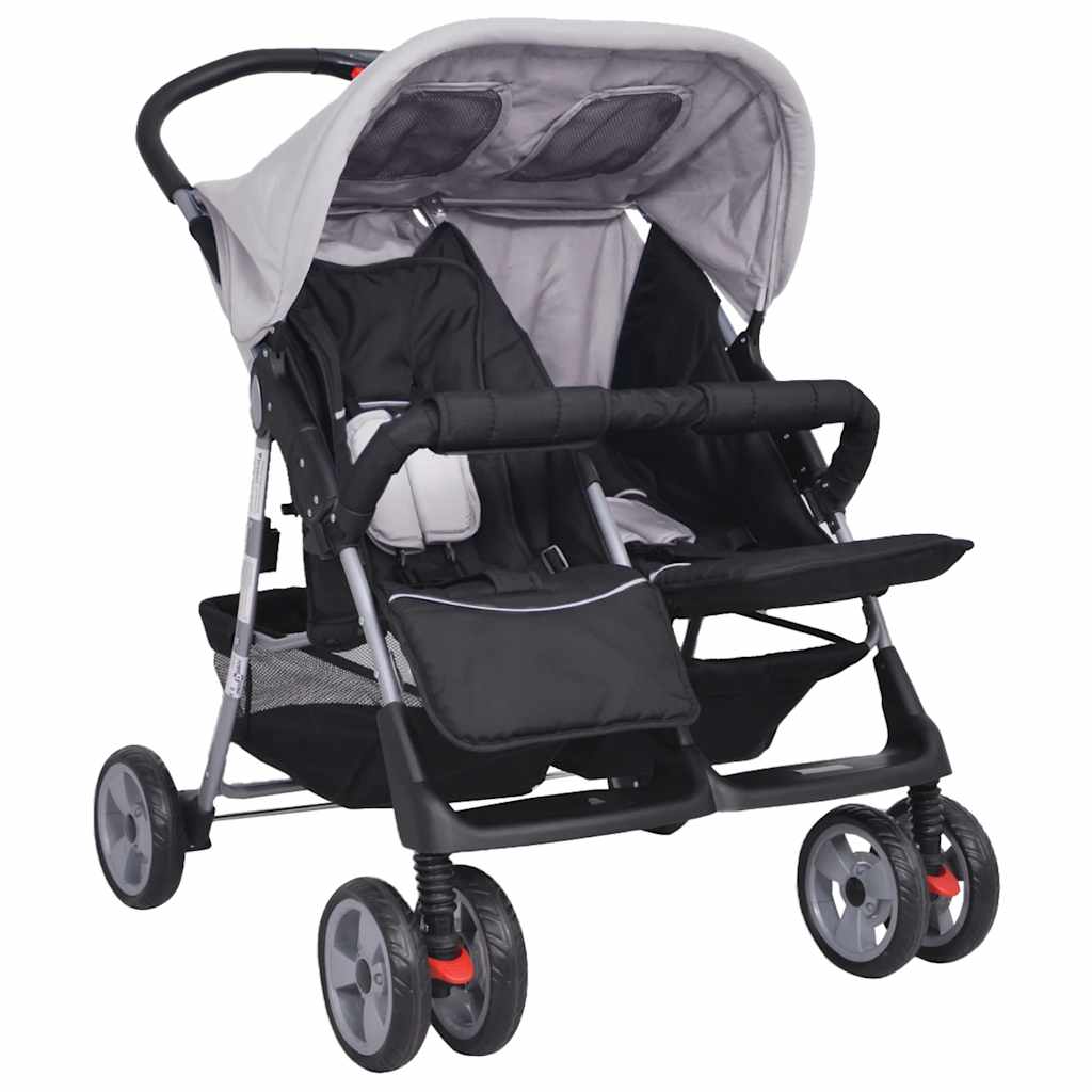 Twin Stroller Steel Grey and Black