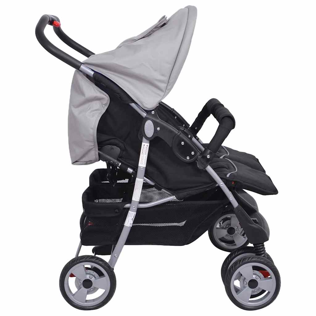Twin Stroller Steel Grey and Black