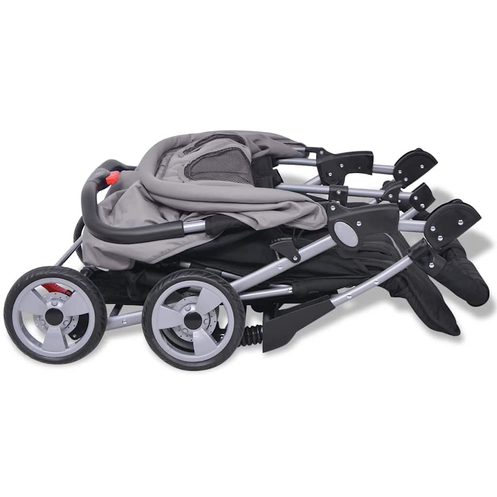 Twin Stroller Steel Grey and Black
