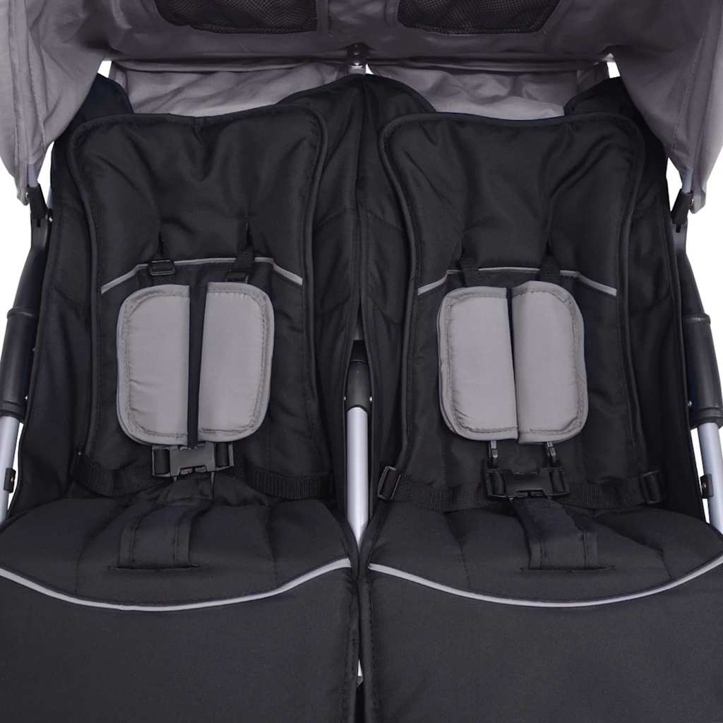 Twin Stroller Steel Grey and Black