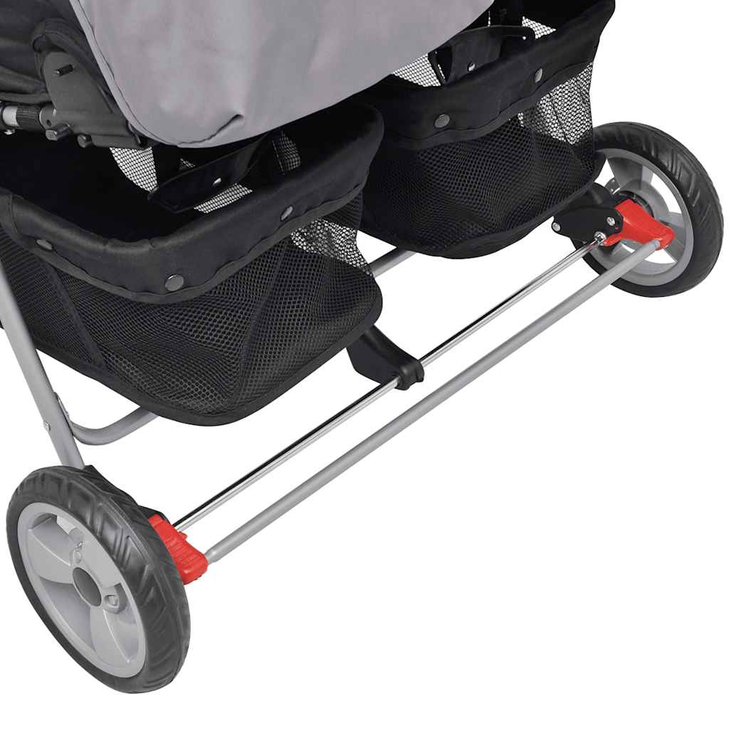 Twin Stroller Steel Grey and Black