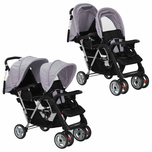 Tandem Stroller Steel Gray and Black