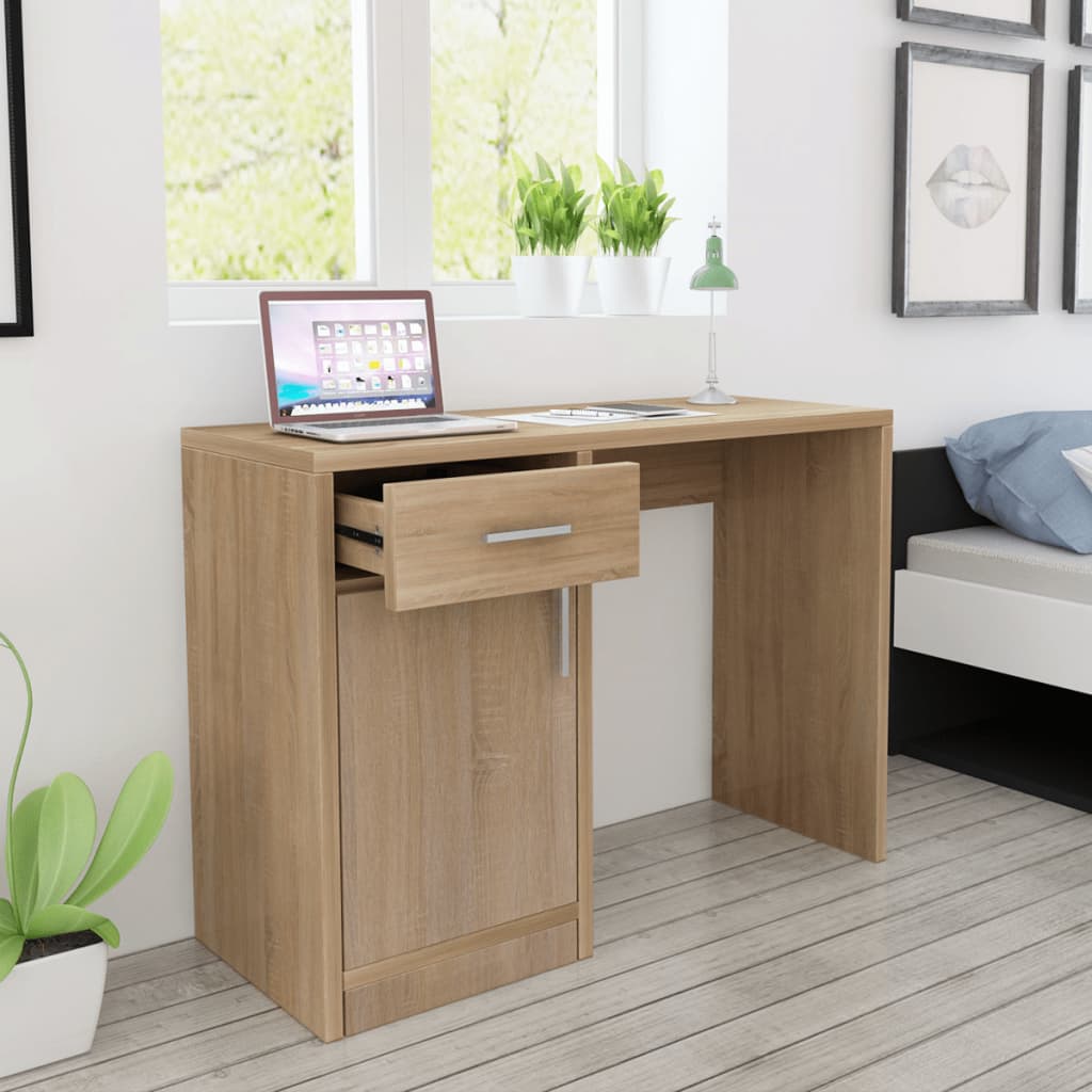 Desk with drawer and cabinet oak 100x40x73 cm