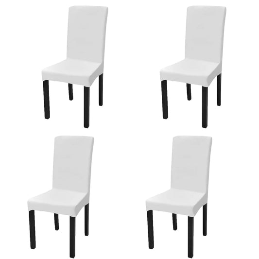 Stretch Chair Covers Straight 4 Pcs. White