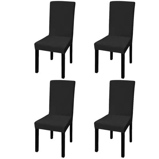 Stretch Chair Covers Straight 4 pcs. Black