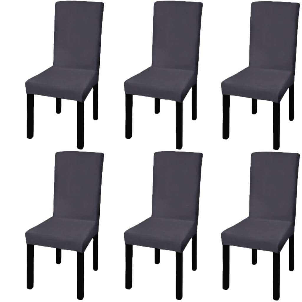 Stretch Chair Covers Straight 6 pcs. Anthracite