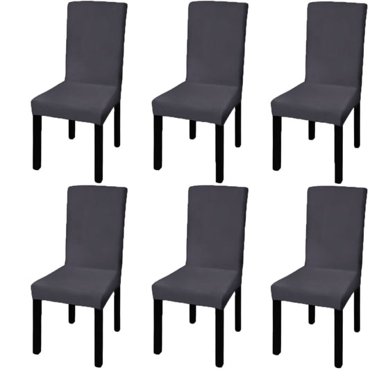 Stretch Chair Covers Straight 6 pcs. Anthracite