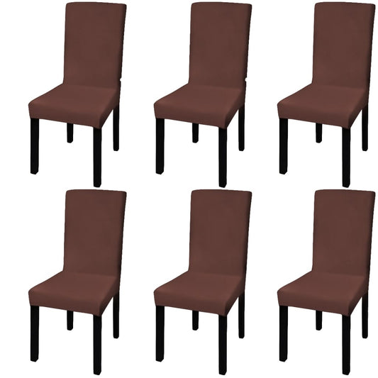 Stretch Chair Covers Straight 6 pcs. Brown