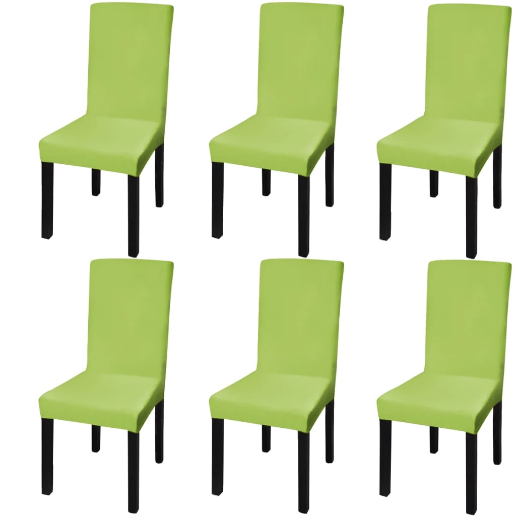 Stretch Chair Covers Straight 6 pcs. Green