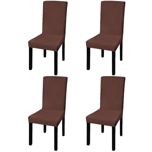 Stretch Chair Covers Straight 4 Pcs. Brown