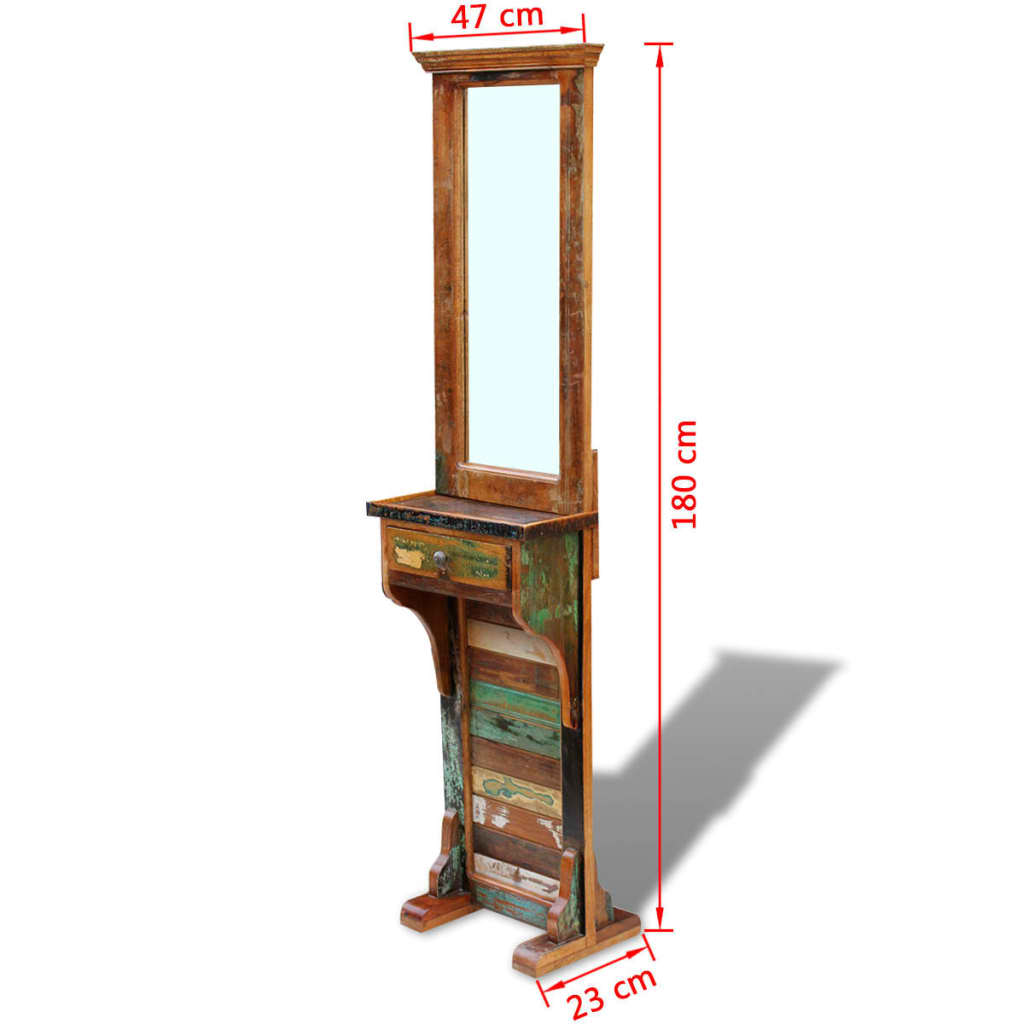 Miroir de vestiaire en bois recyclé 47x23x180 cm