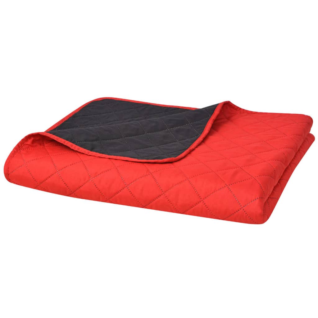 Quilted Reversible Bedspread Red and Black 230x260 cm