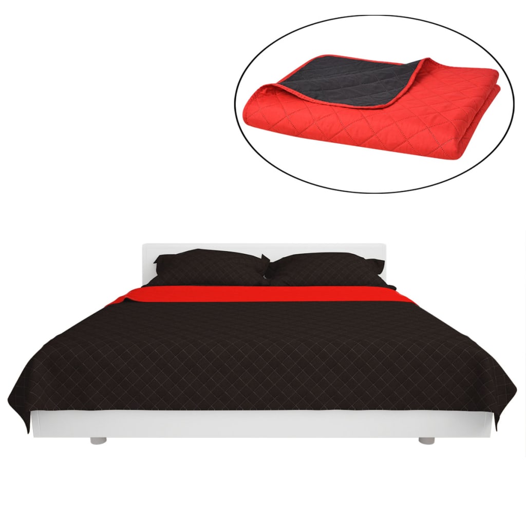 Quilted Reversible Bedspread Red and Black 230x260 cm