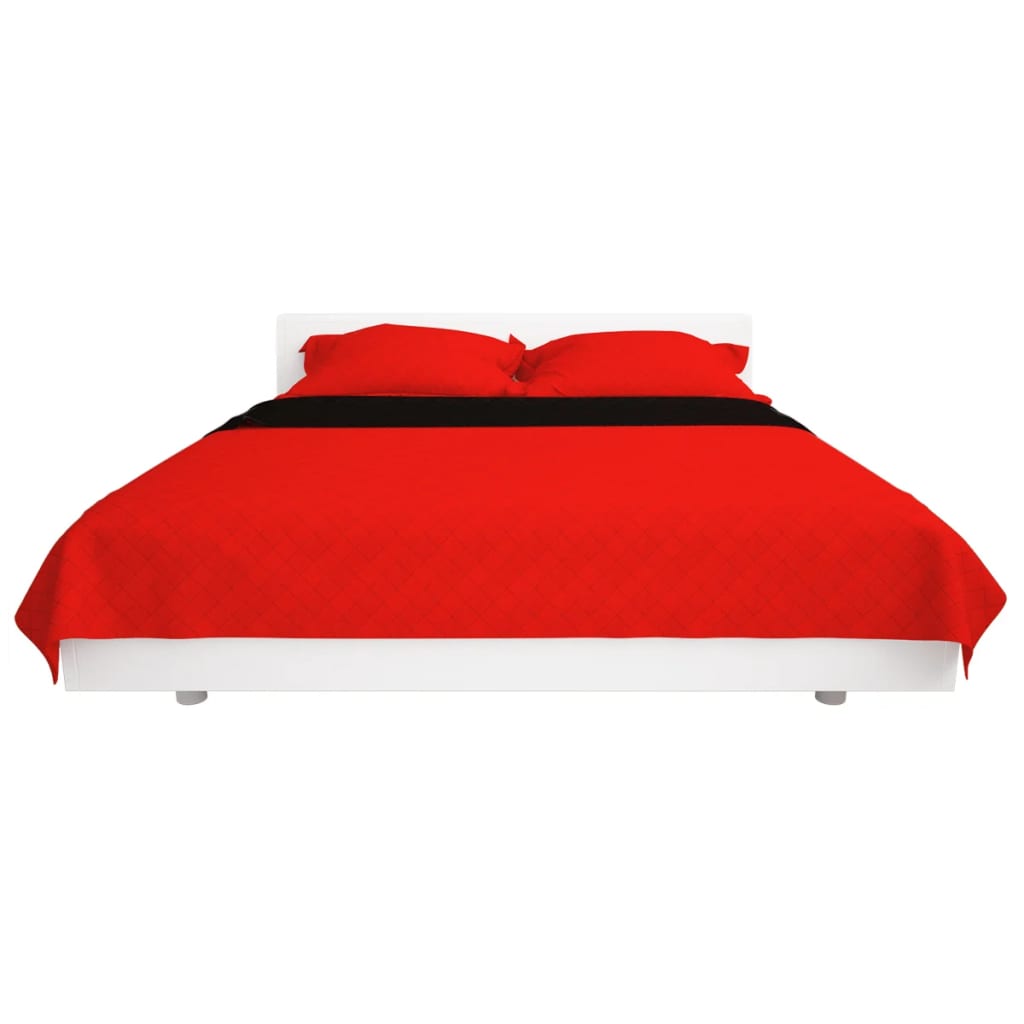 Quilted Reversible Bedspread Red and Black 230x260 cm